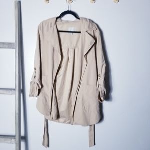 LOVE TREE LIGHT TAN LIGHT BLAZER JACKET WITH BELT SIZE MEDIUM